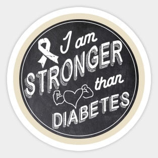 Stronger than diabetes - diabetics awareness strength t1d type 1 type 2 chalkboard chalk Sticker